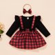 thumbnail image 5 of Conjunto de falda navideña para niña, camisetas de manga larga con volantes, vestido general con tirantes, 5 of 5