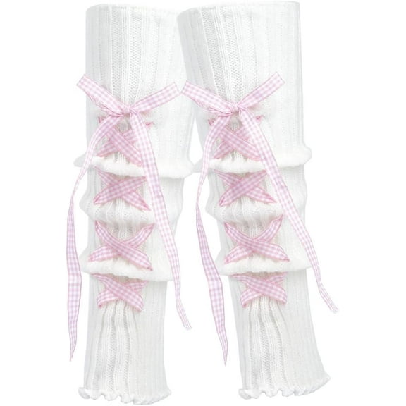 Nylon Leg Warmers Socks Winter Warm Long Boots Leg Covers for Women Pink 410x73x19mm
