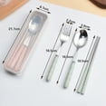 thumbnail image 3 of 3-in-1 Travel Utensil Set, Stainless Fork/Spoon/Chopsticks in BPA-Free Case, Compact Reusable Flatware Kit (Beige),Green,1PC, 3 of 4