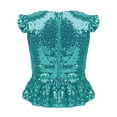 thumbnail image 2 of JanJean Girls Sequins Dance Tops Ruffled Sleeves Crop Tank Tops Modern Jazz Latin Dance Stage Performance Blouse Shirts Lake Green 6, 2 of 5