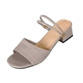 thumbnail image 2 of Lenago Women's Open Toe Chunky Heel Sandals Ankle Strap Platform Slides Summer Casual Walking Shoes Comfortable Fashionable Summer Vacation Khaki 8.5, 2 of 9