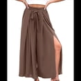thumbnail image 3 of Pantalones de Playa Casuales, Holgados, Estilo Palazzo, de Cintura Alta y Abertura para Mujer, Estilo Bohemio, con Bolsillos para Verano. Marrón XXL, 3 of 10