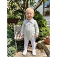 thumbnail image 3 of RUINIXCW Baby Boy Fall Romper Stripe Print Buttons Turn Down Collar Long Sleeve Infant Bodysuits Jumpsuits, 3 of 9