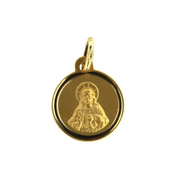 18K Solid Yellow Gold Sacred Heart Medal (12 mm)