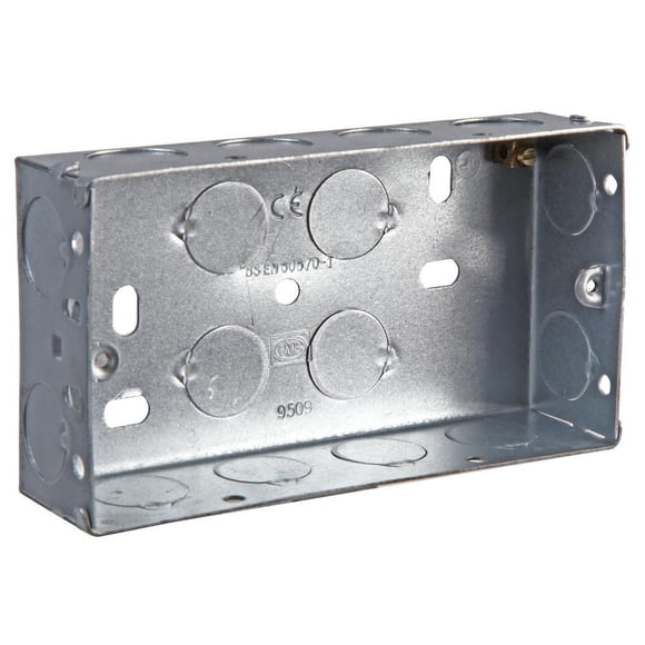 PRO ELEC - 2 Gang Metal Back Box, 35mm Depth