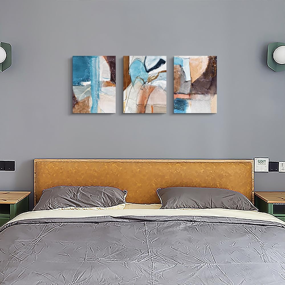 Canvas Wall Art For Living Room Modern Wall Decorations For Bedroom Abstract Ink Wall Painting Office Wall Decor Pictures Artwork 3 Piece Framed Canvas Art Prints Ready to Hang Room Home Decoration