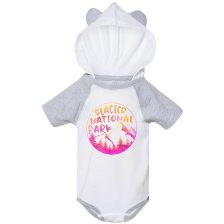 

Inktastic Glacier National Park Montana Pink Mountains Gift Baby Boy or Baby Girl Bodysuit