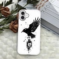 thumbnail image 5 of Case for iPhone 16 Case, Hybrid 2-Layer Silicone Protective Glossy Case for Girl Women Case for iPhone 16 Cool Raven Fly from Ink Pattern, 5 of 7