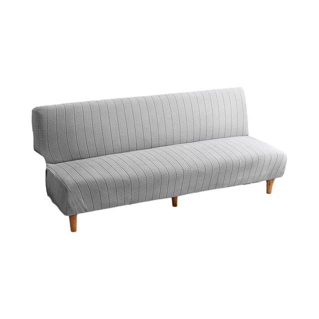 Naiovety Cubierta suave y elástica del sofá cama sin brazos del poliéster para el protector único del sofá del ajuste cómodo Decoración del hogar Gris plateado