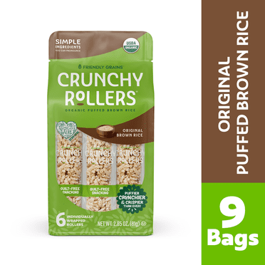 Friendly Grains Crunchy Rollers - Original Brown Rice (9 Packs of 6 Rollers)