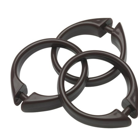 Royal Bath Snap Type Plastic Shower Curtain Hooks In Brown, Set Of 12