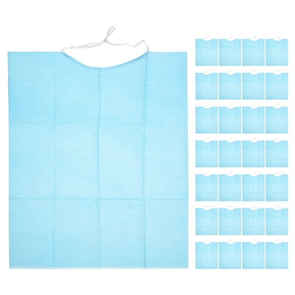 LOLIPPYY 60Pcs Waterproof Paper Bibs for Eating Crabs Blue Disposable Dining Protection for Adults