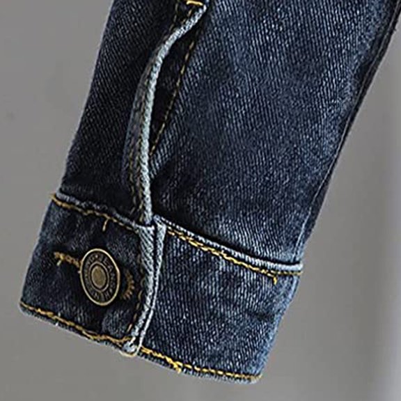 Vedolay Tops for Women Womens Oversized Lapel Button Up Long Sleeve Classic Jean Jacket,Dark Blue L