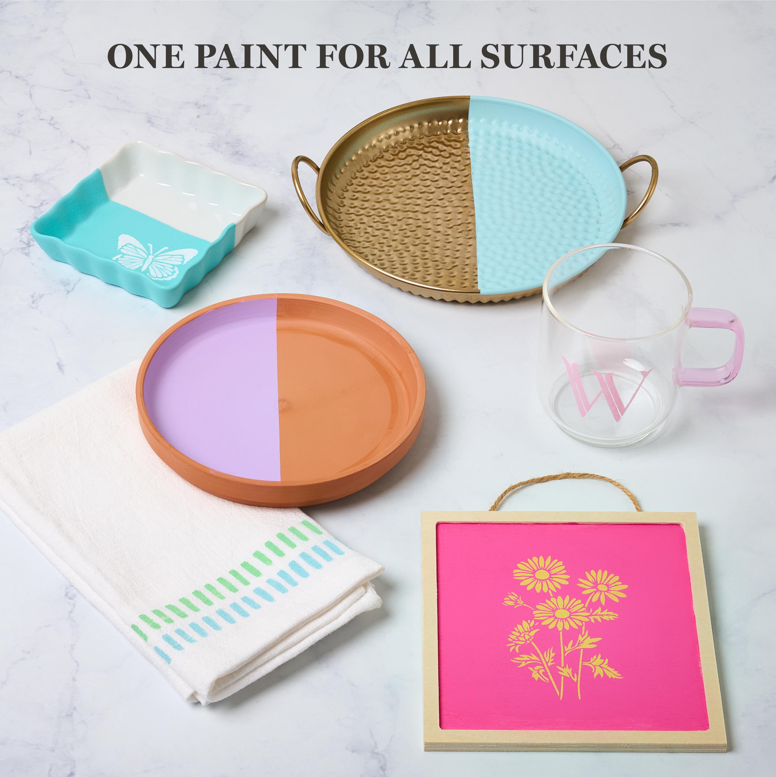 Martha Stewart Multi-Surface Acrylic Craft Paint Set, Satin Finish, Color Essentials, Set of 12, 2 fl oz