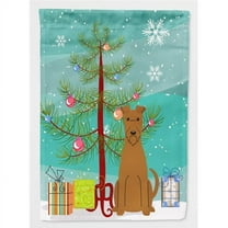 Carolines Treasures BB4187GF Merry Christmas Tree Irish Terrier Flag Garden Size