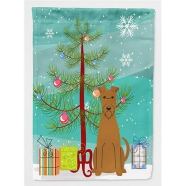Carolines Treasures BB4187GF Merry Christmas Tree Irish Terrier Flag Garden Size