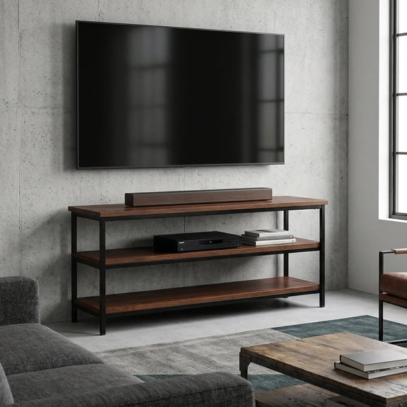 Simpli Home Simpli Home Simpli Home Skyler 60 inch Wide Solid Mango Wood Industrial TV Stand in Dark Cognac Brown For TVs up to 65 inches