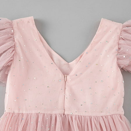 

dmqupv Girls Valentines Dress Girl s Basic Short Sleeve Bodycon Dress Casual Round Neck Tee Shirt Dresses Pink 4-5 Years