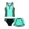 thumbnail image 3 of iiniim Kids Girls Floral Splice 3 Pcs Athletic Swimsuit Top+Brief+Bottoms Surfing Rash Guard Set 4-16 Green Floral 10, 3 of 7