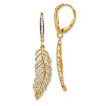 14K Yellow Gold Diamond Fancy Feather Earrings (0.346Ct)