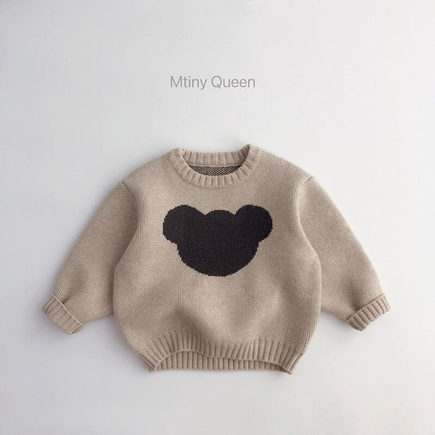 Ropa para niños, suéteres, suéteres de punto informales para invierno y otoño, ropa para niños de 3 a 4 años con patrón de oso pequeño, manga tejida Gao Jinjia LED