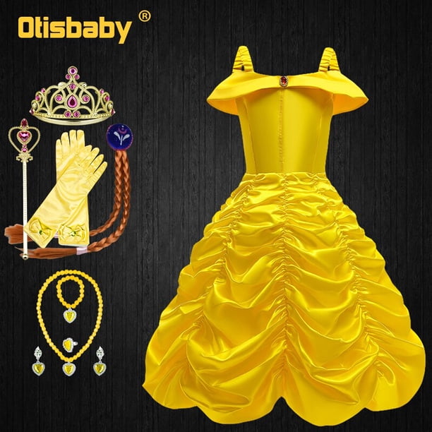 Vestido de La Bella y La Bestia para niñas, disfraz de Halloween y Navidad para niños, vestidos de fiesta de cumpleaños de Bella Durmiente Fivean unisex