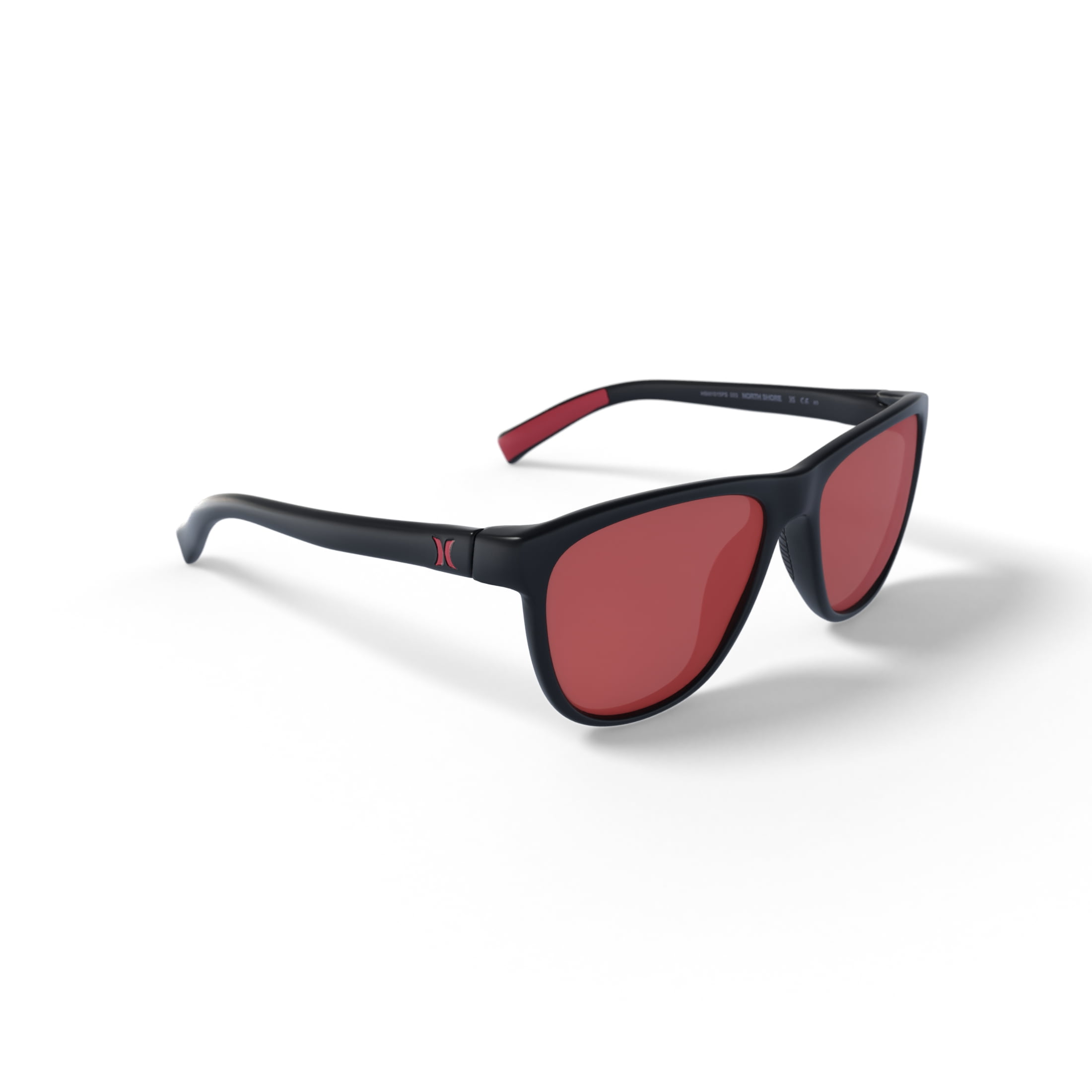 Hurley North Shore - HSM1015PS_003, square sunglass, black/red frame & red revo polarized lens + ar coating