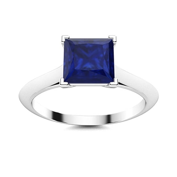 Four Prong Set 1.3 Ctw Square Blue Sapphire 925 Sterling Silver Solitaire Women Mother's Day Gift Ring