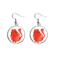 thumbnail image 1 of Acuarela naranja sonriente gato de grasa animal Pendientes pendientes de plata colgantes joyas señora Unbranded M, 1 of 3