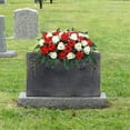 thumbnail image 4 of SomWiBe Cemetery Headstone Saddle White and Purple Artificial Roses with Green Leaves 36-Flower, 4 of 9