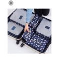 thumbnail image 2 of Luxtrada 6PCS Waterproof Clothes Storage Bags Packing Cube Travel Luggage Organizer Pouch (Navy Blue Flower), 2 of 8