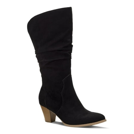 

STYLE & COMPANY Womens Black Comfort Arlenee Almond Toe Block Heel Zip-Up Slouch Boot 6.5 M