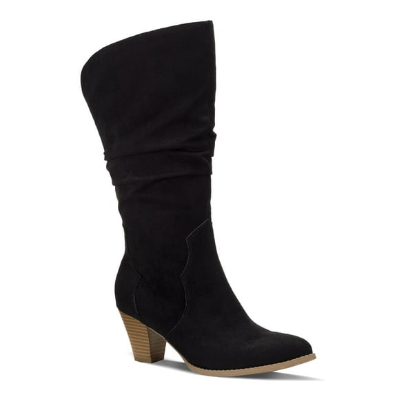 STYLE & COMPANY Womens Black Comfort Arlenee Almond Toe Block Heel Zip-Up Slouch Boot 11 M
