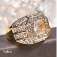 thumbnail image 2 of Men's Party Ring with Rhinestone Gems: Sparkling Simulated Ring, Alloy-crafted, Gold-Plated for Exquisite Shine - the Ideal Hip-Hop Style Accessory for Social Events & Daily Wear, 2 of 5