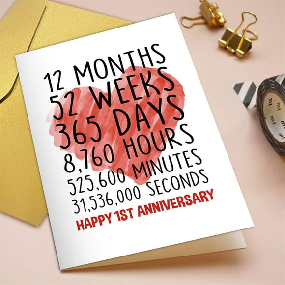 Happy 1st Anniversary Card for Him Her, First Wedding Anniversary Greeting Card, Funny One Year Together Anniversary Card ,Anniversary Card Gift for Him Her, Romantic Anniversary Card Gifts