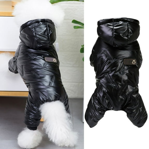 Aosijia Pet Hooded Coat Waterproof Dog Jacket 4 Legs Windproof Puppy Dog Snowsuit Warm Fleece Padded Winter Pet Clothes for Small Medium Dogs