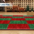 thumbnail image 2 of Christmas Area Rugs 8' x 10', Christmas Carpet with Non-Slip Backing, Stain-Resistant Checkered Print Floor Mats, Washable for Living Room, Bedroom, Red Green, 2 of 8