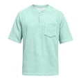 thumbnail image 6 of Havenx Waffle Henley Shirts for Men Short Sleeve 1/4 Button Shirt with Pocket Solid Color Tees Summer Casual Lightweight Basic Fashion Top,Mint Green L, 6 of 6