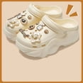 thumbnail image 2 of Gpoecd Pantoufles pour Femmes sur Sabots avec Talon Plateforme pour Usage Quotidien Chaussures Décontractées Respirantes avec Breloques Accessoires Design Léger pour l'Été Chaussures Décontractées pour Femmes 02_White,35, 2 of 3