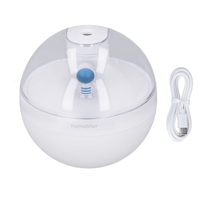 Mini humidificador de 220 ml Diseño de astronauta USB con luz amarilla cálida Vaporizador de niebla blanca ABS para el hogar