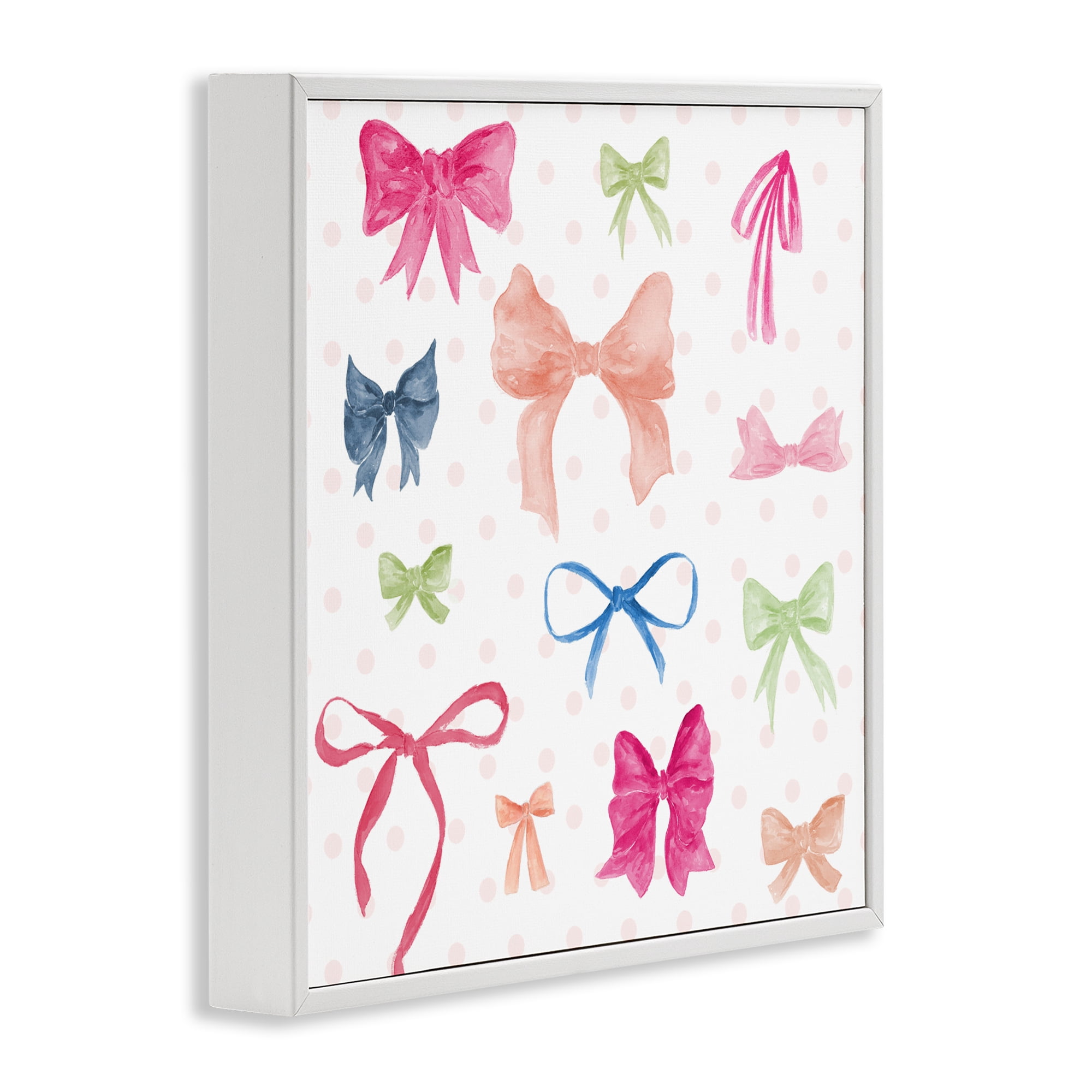 Stupell Industries Colored Bows on Plaid White Framed Giclee Art, design by Lucille Price
