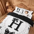 thumbnail image 3 of meiyoeat Cute Coquette Bow Bedding For Kids,Black Ribbon Bowtie Initial Letter H Duvet Cover Full,Black Reversible,3-Piece(No Comforter), 3 of 6