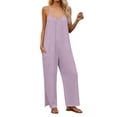 thumbnail image 5 of Women's Bohemian Print Sleeveless Wide Leg Jumpsuit With Pockets For Beach Vacation Light Purple XXL, 5 of 7