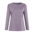 thumbnail image 4 of larppty Womens Crewneck Long Sleeve Shirts - Loose Fitted Basic Casual Tees Outfits（Light Purple，L）, 4 of 5