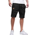 thumbnail image 2 of Mens Casual Cotton Shorts Drawstring Elastic Waist Summer Golf Pants Stretch Twill Beach Chino Shorts Black S, 2 of 7