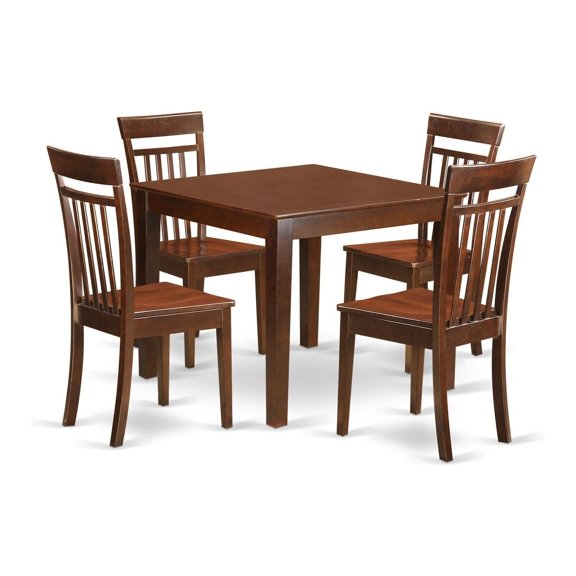 Dining Table Set with Chairs - 36" Square Mahogany Kitchen Table - 5 Piece