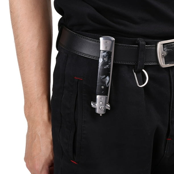 Peine de navaja de conmutación, Peine de bolsillo de navaja de conmutación, Peine de resorte de navaja plegable de resorte de navaja plegable Peine de acero inoxidable automático plegable(Negro) Ecomeon no
