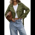 thumbnail image 1 of Gabardina Corta con Solapa y Doble Botonadura para Mujer Verde M, 1 of 10