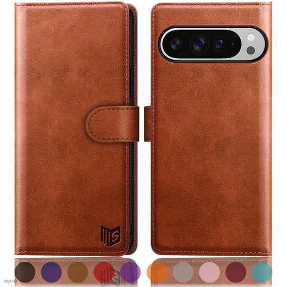 SUANPOT For Google Pixel 10 Pro Wallet Case with RFID Blocking Credit Card Holder,Light Brown