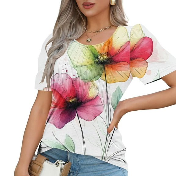 Pohista Women Summer Tops Trendy T Shirts for Women Loose Fit Blouses for Women Dressy Casual Women's Blouses Casual Short Sleeve my saved for later items